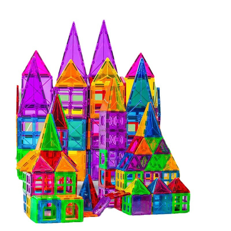 Kids Magnetic Building Tiles – 100/120 PCS Rainbow Set
