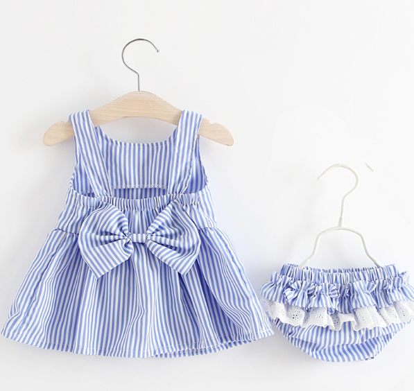 Summer Baby Girl Outfit – Back Bow Top & Shorts Set for Toddlers