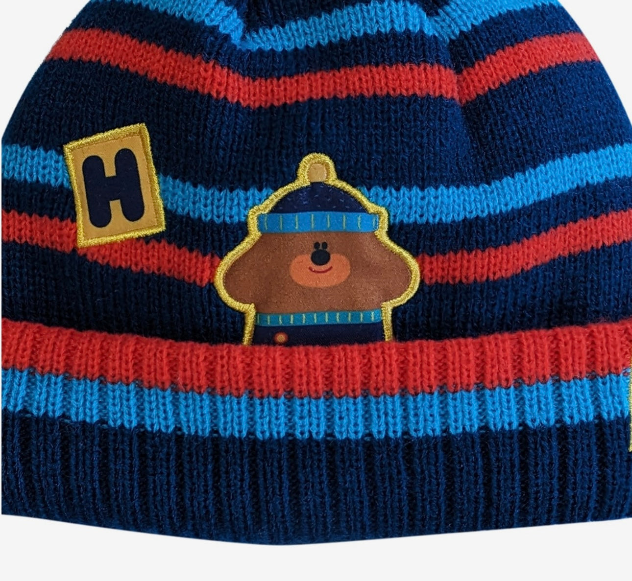 Navy Striped Hey Duggee Hat and Mittens Set