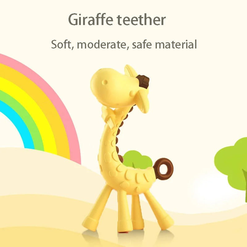 Giraffe Silicone Baby Teether – BPA-Free Cartoon Chew Toy for Teething Relief