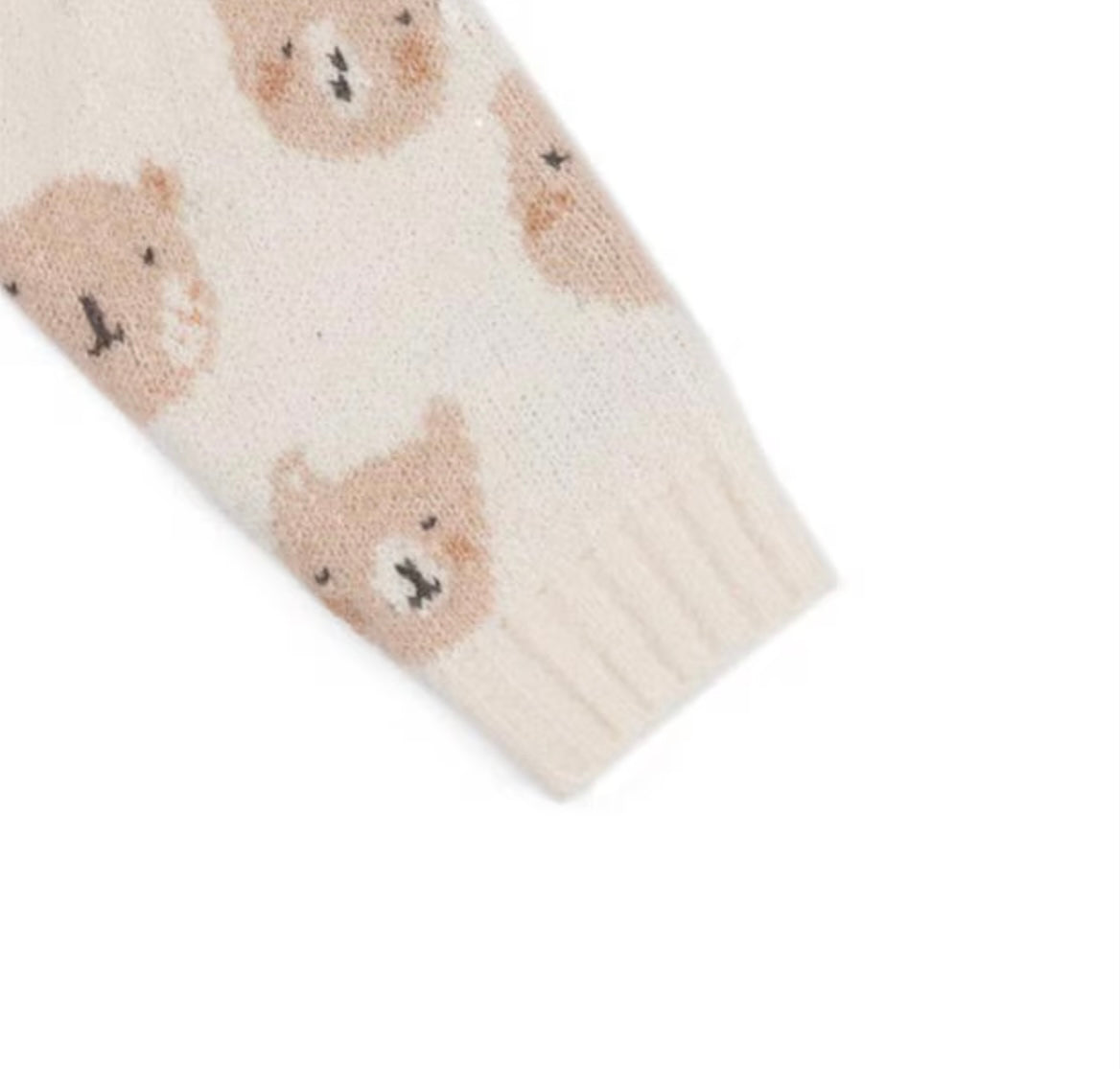 Knitted Bear Faces Jumper (Cream & Beige)