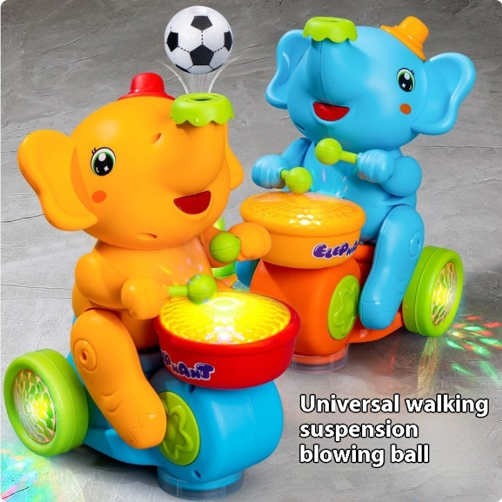Electric Drumming Elephant Toy – Floating Ball & Universal Car for Toddlers
