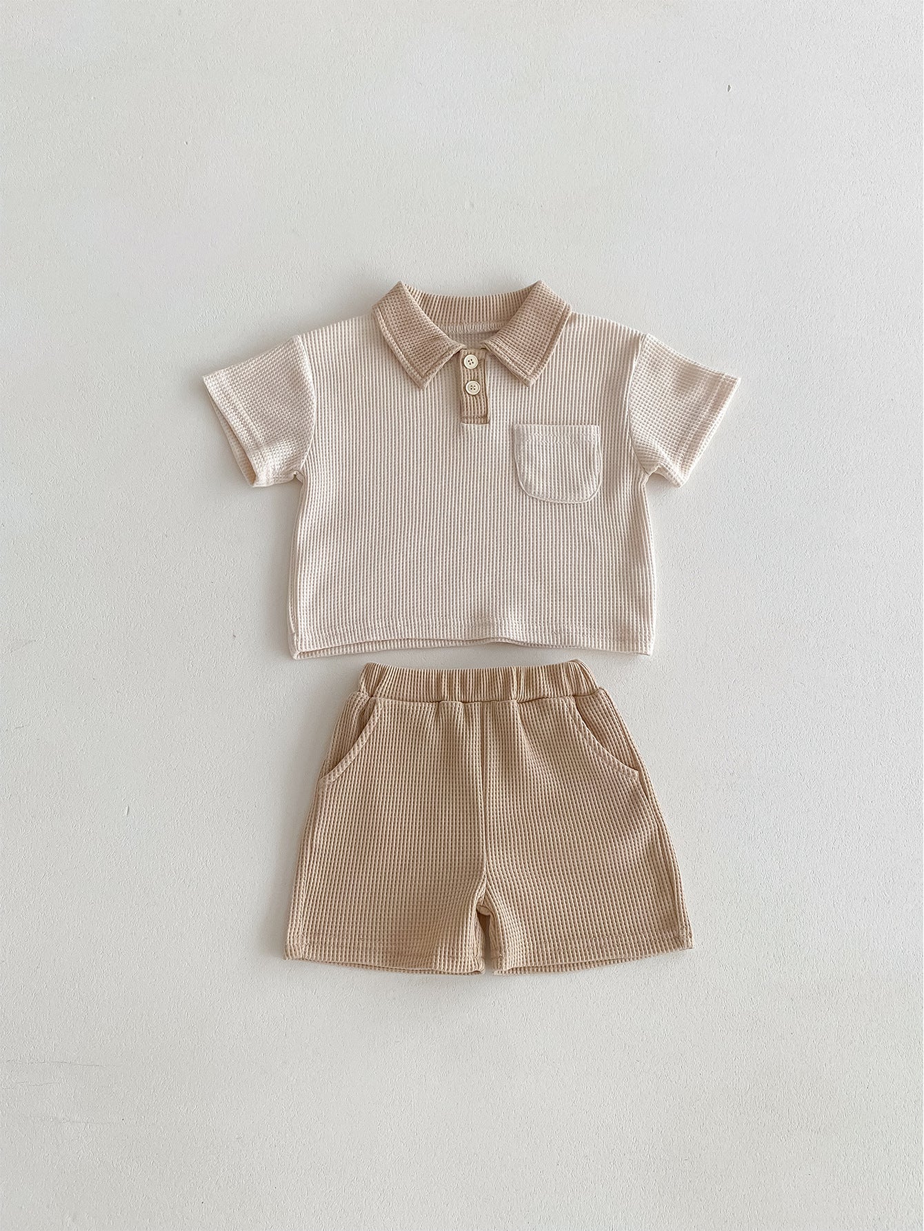 Summer Baby Boy Clothing Set – 2-Piece Outfit with Turn-Down Collar T-Shirt & Shorts