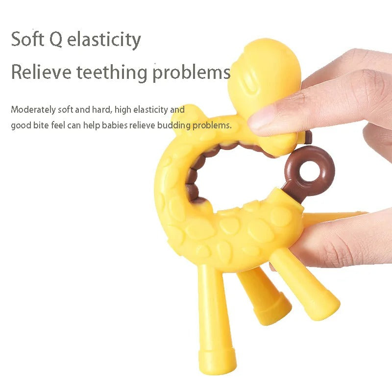 Giraffe Silicone Baby Teether – BPA-Free Cartoon Chew Toy for Teething Relief