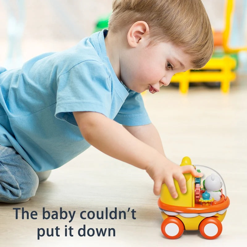 Bear Inertia Gear Puzzle Car – Drop-Resistant Cartoon Toy for Boys & Girls (No Batteries Needed)