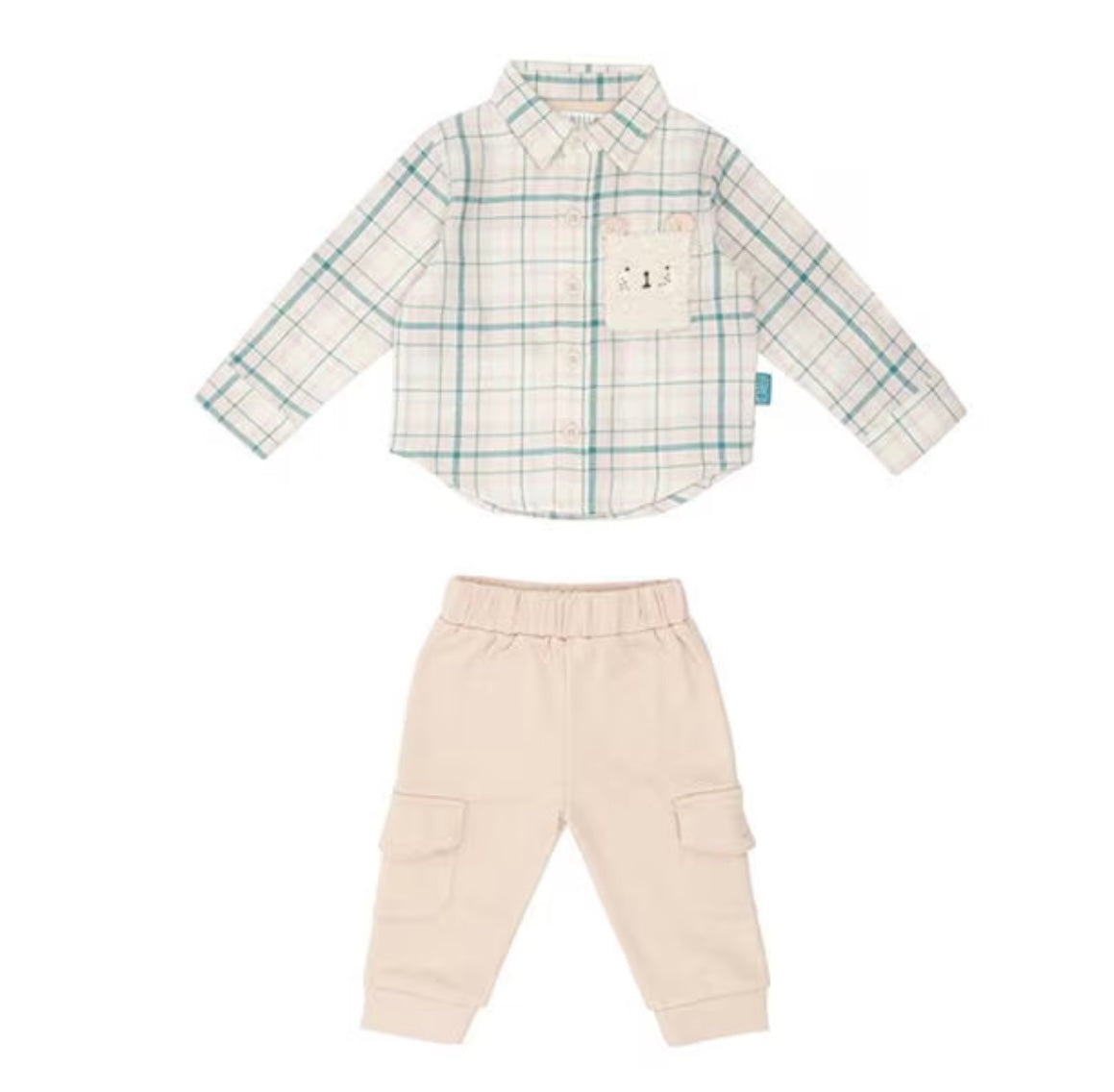 Bear Pocket & Plaid Set