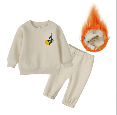 Chrysanthemum Plush Hoodie Set – Autumn & Winter Outfit for Boys and Girls