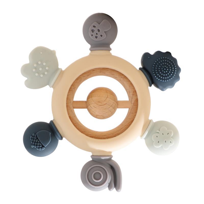 Forest Animal Silicone Teether – Musical Soothing Rattle & Anti-Hand-Eating Toy for Babies