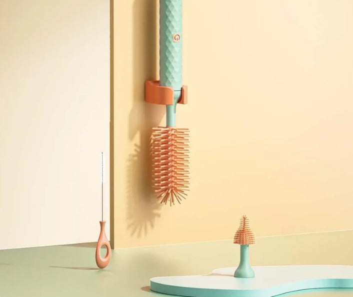 Electric Baby Bottle Cleaning Brush Set – 360° Rotating Brush with Nipple & Cup Attachments