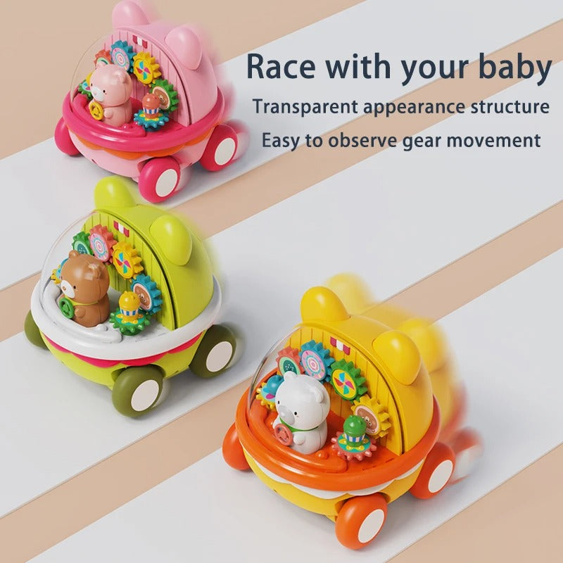 Bear Inertia Gear Puzzle Car – Drop-Resistant Cartoon Toy for Boys & Girls (No Batteries Needed)