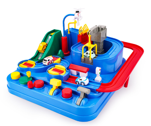 Car Adventure Track Set – Train, Parking Lot & Obstacle Course Toy for Kids