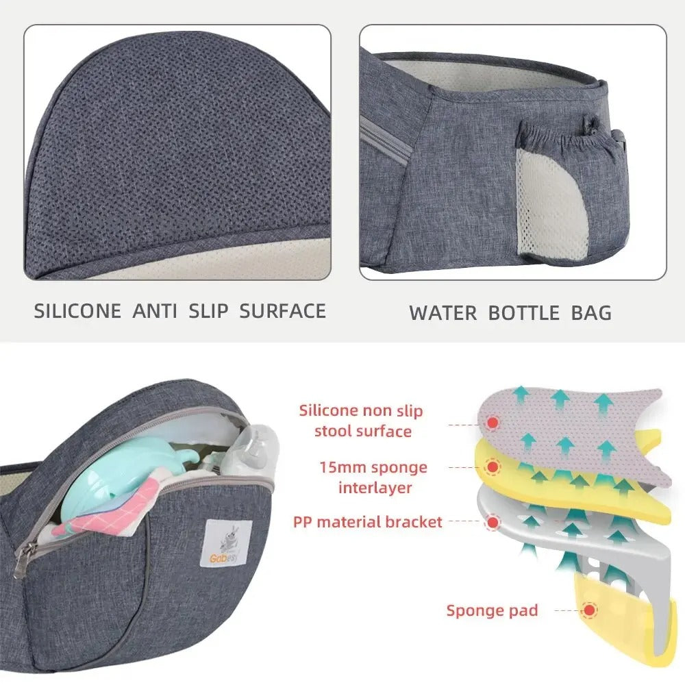 All-Seasons Foldable Baby Carrier – Front & Back Carry with Hip Seat and Lumbar Support (7–45 lbs)