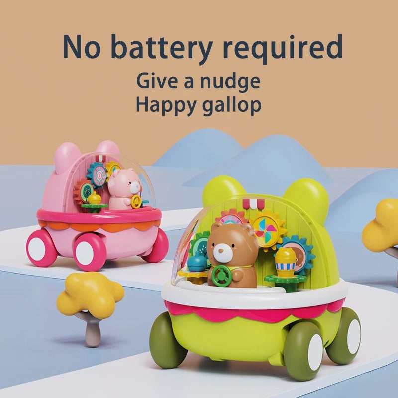 Bear Inertia Gear Puzzle Car – Drop-Resistant Cartoon Toy for Boys & Girls (No Batteries Needed)