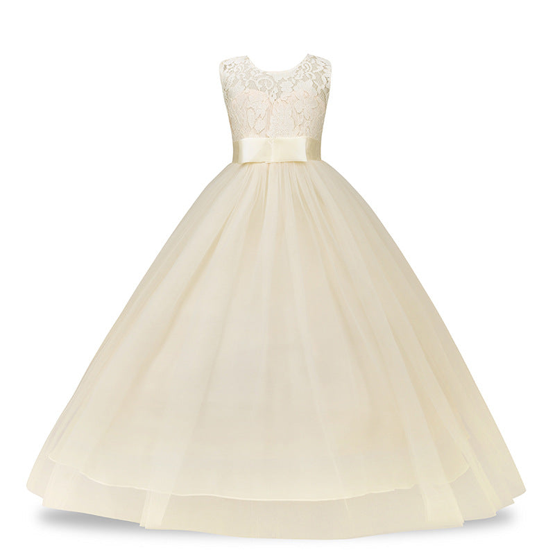 Elegant Girls’ Lace Wedding Dress – Formal Pettiskirt Gown for Special Occasions