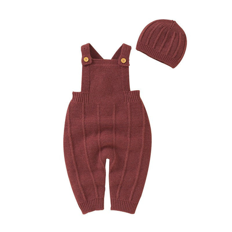 Knitted Baby Jumpsuit & Hat Set – Neutral Summer Style