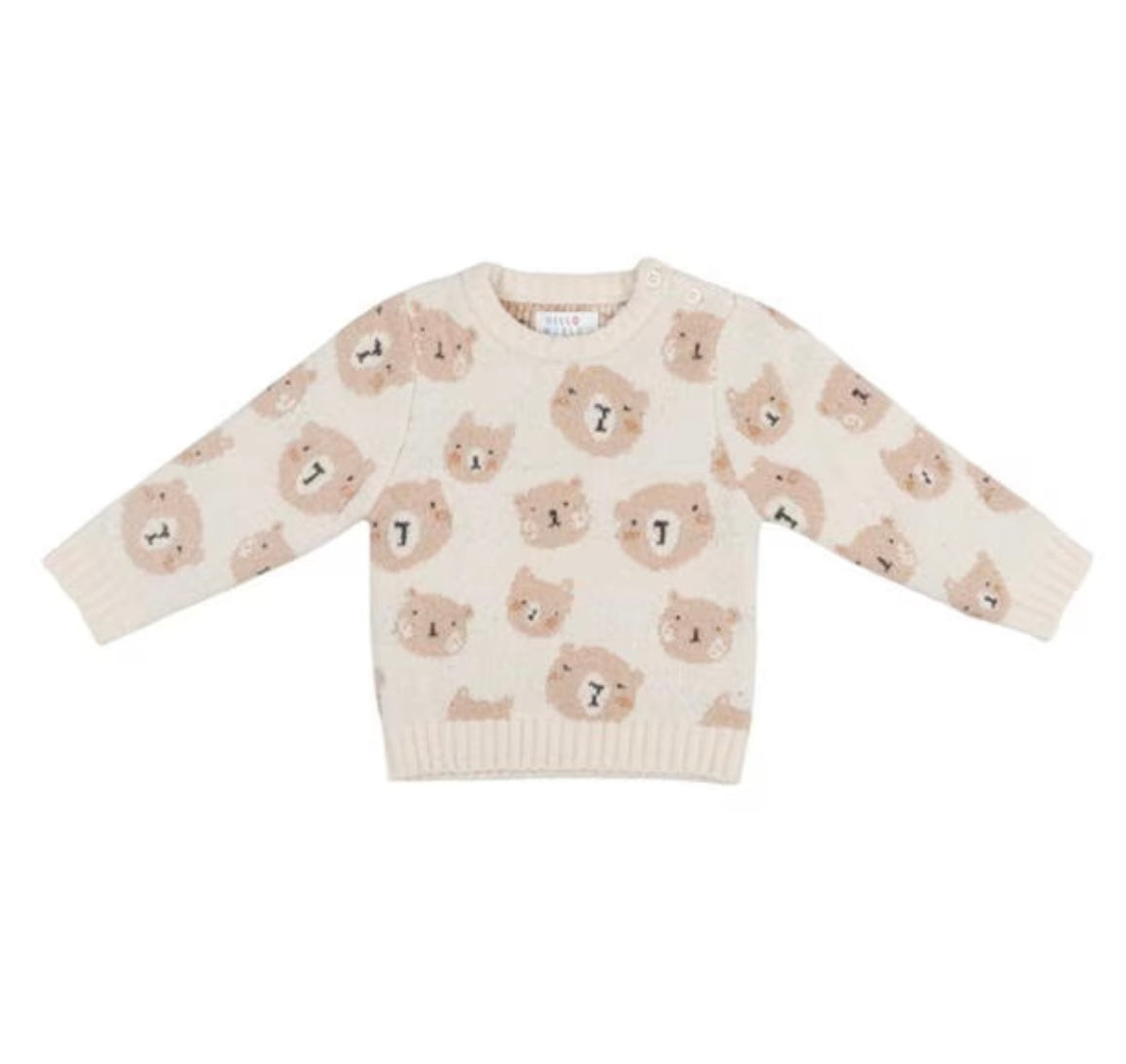 Knitted Bear Faces Jumper (Cream & Beige)