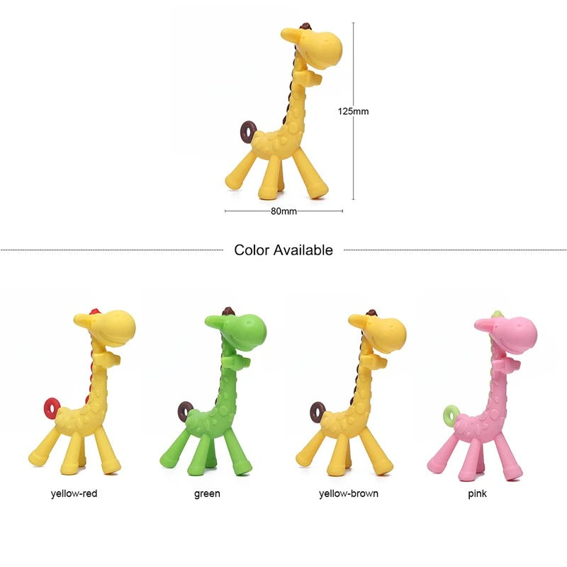 Giraffe Silicone Baby Teether – BPA-Free Cartoon Chew Toy for Teething Relief