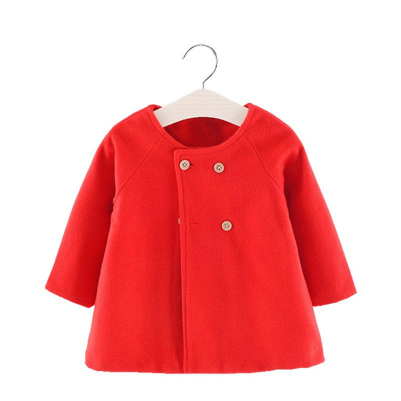 Woolen Cape-Style Coat – Long Sleeve Autumn & Winter Jacket for Kids