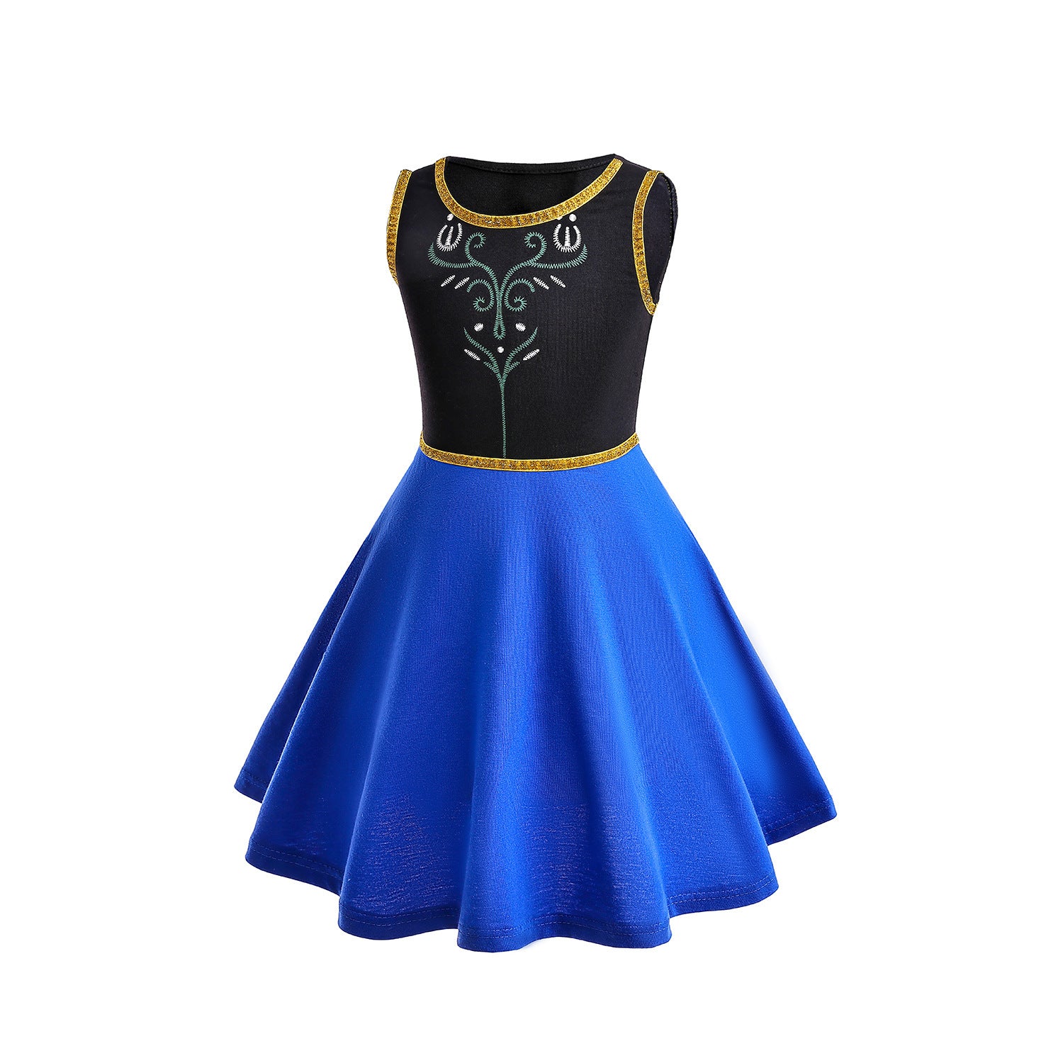 Princess-Inspired Anna Dress – Sleeveless Blue A-Line Fantasy Costume