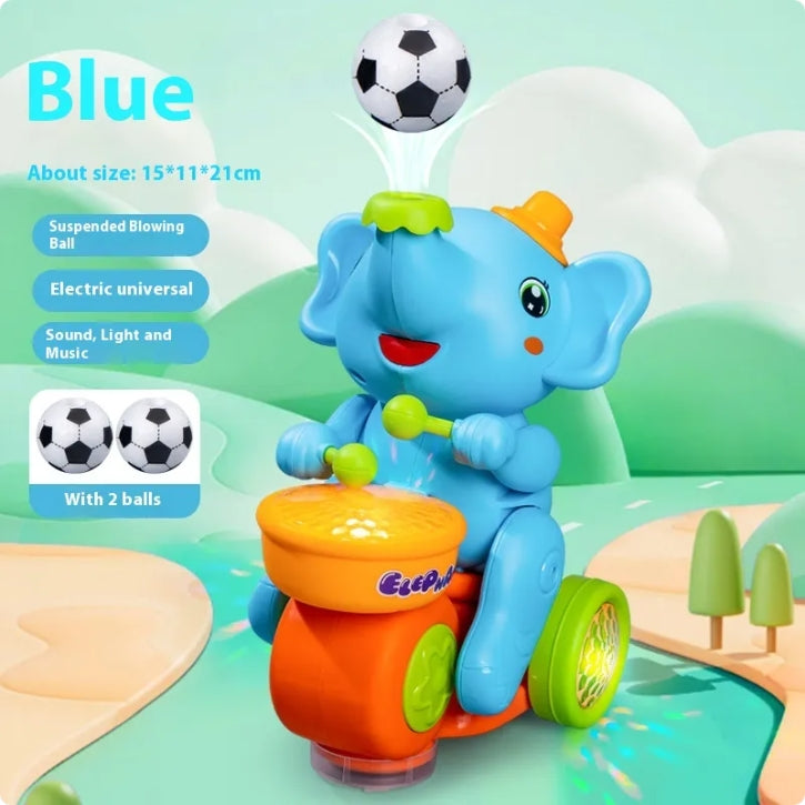 Electric Drumming Elephant Toy – Floating Ball & Universal Car for Toddlers