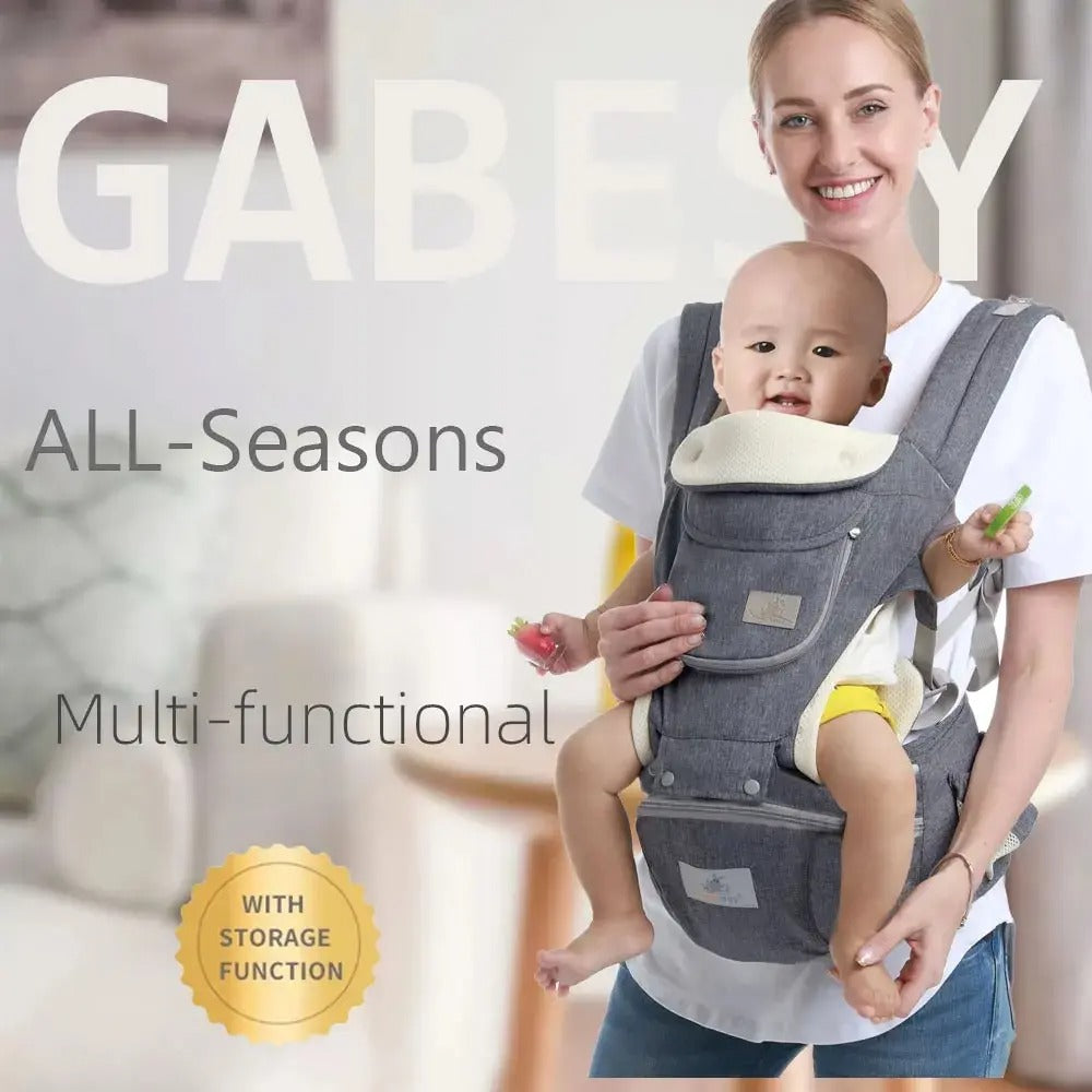 All-Seasons Foldable Baby Carrier – Front & Back Carry with Hip Seat and Lumbar Support (7–45 lbs)