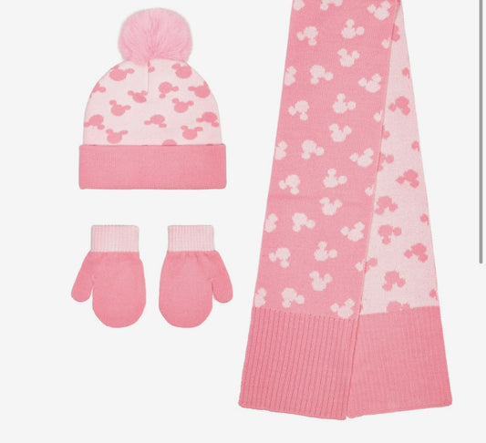 Pink Mouse Winter Set – Hat, Mittens & Scarf