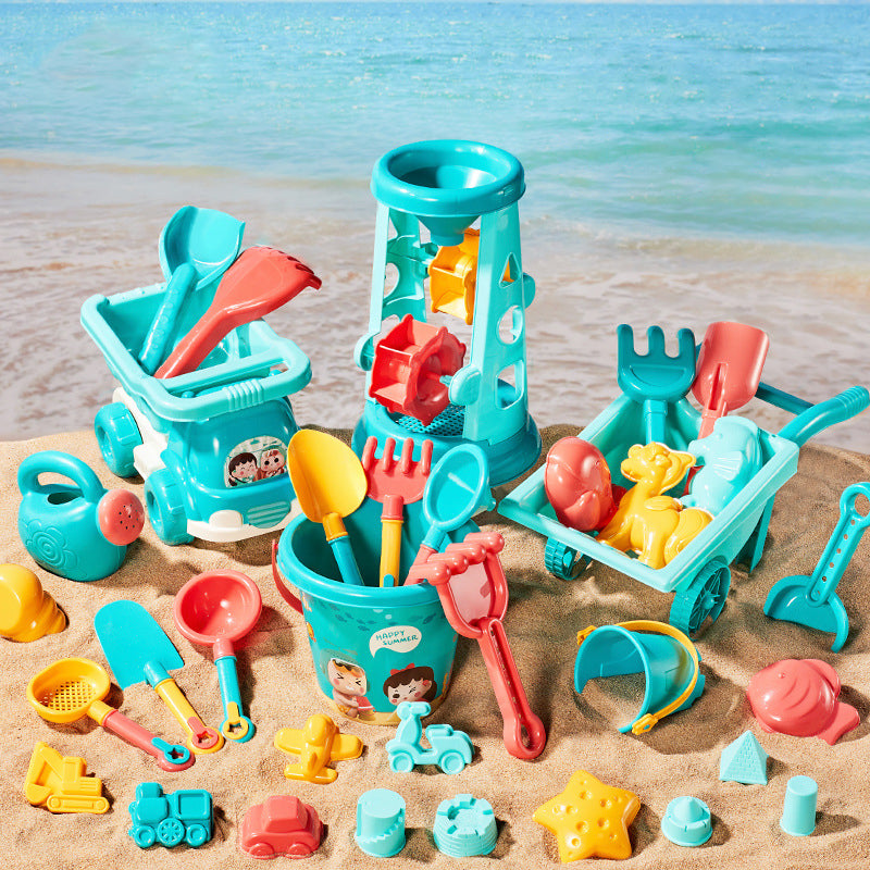 Children’s Beach Toy Set – Sand Bucket, Shovel & Water Play Cart (Outdoor Sand Tools)
