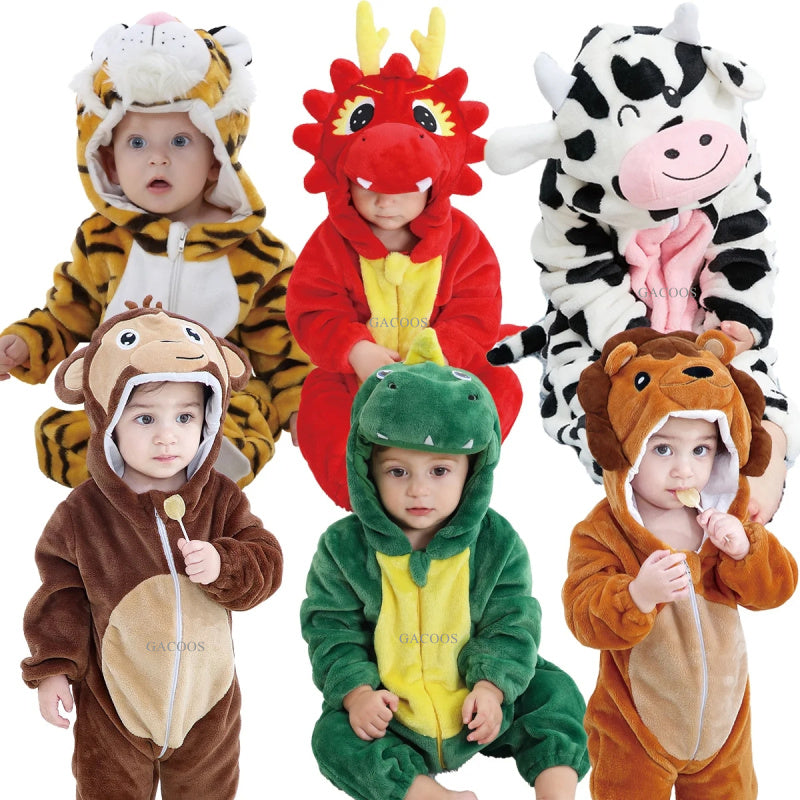 Stitch-Inspired Baby Onesie – Hooded Winter Cartoon Pajamas