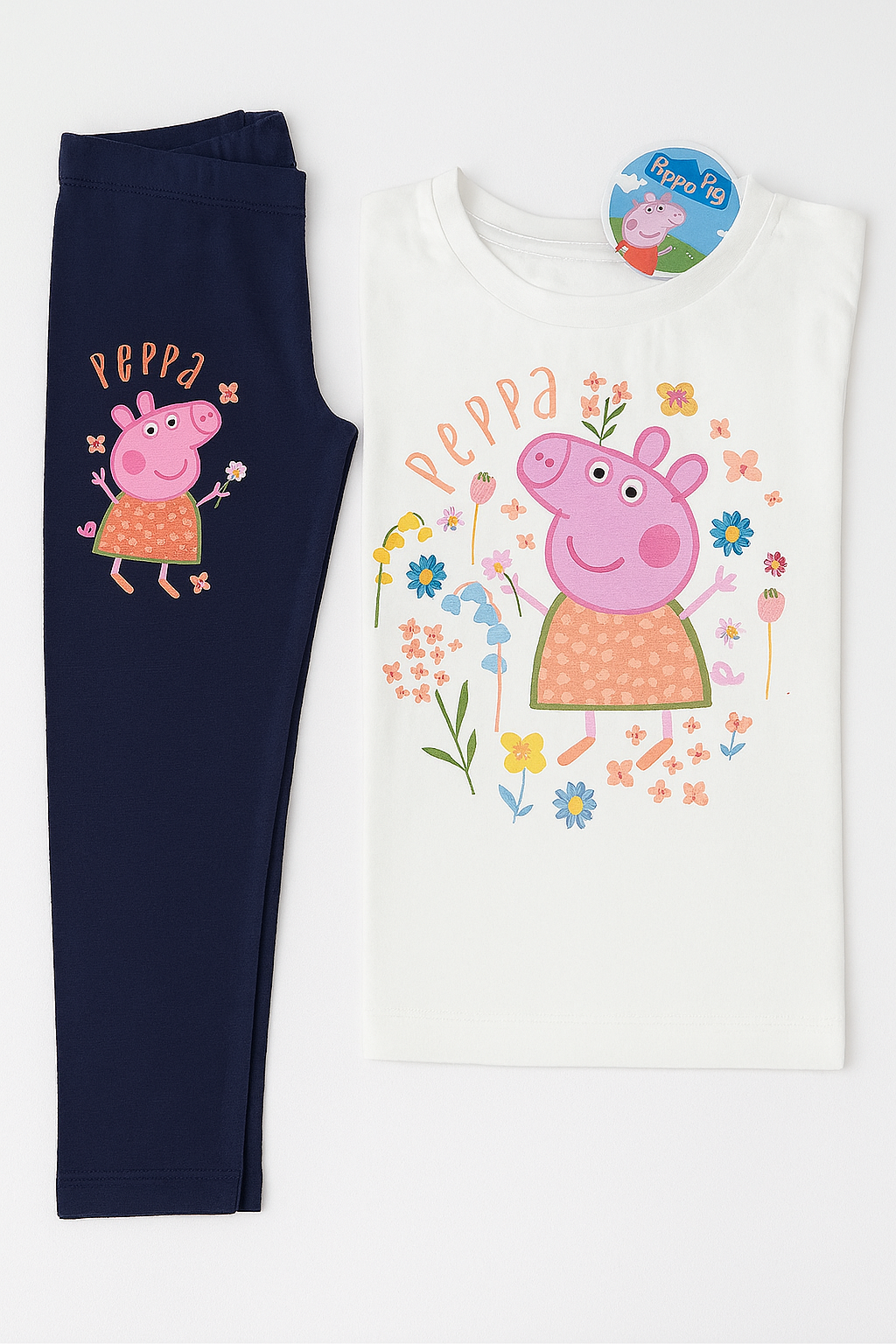 Peppa Pig Girls’ T-Shirt and Leggings Set – Floral Print