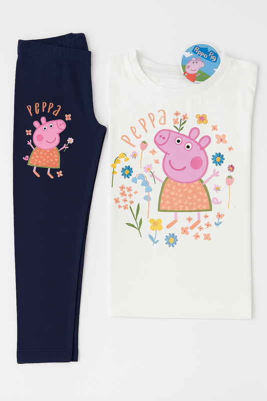 Peppa Pig Girls’ T-Shirt and Leggings Set – Floral Print