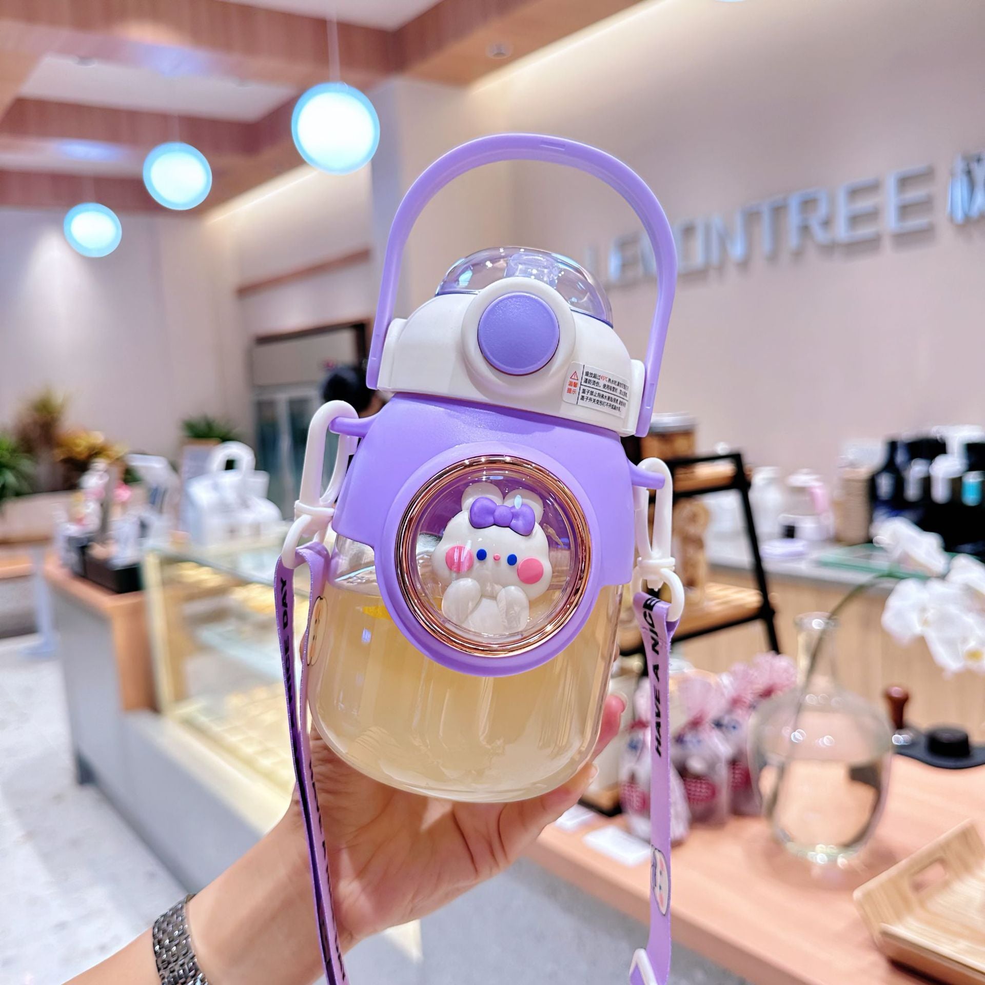 Cartoon Pot Belly Water Cup – Cute Straw Bottle for Girls | Large Capacity & Portable