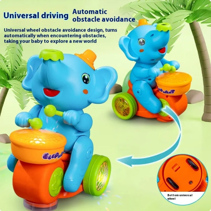 Electric Drumming Elephant Toy – Floating Ball & Universal Car for Toddlers