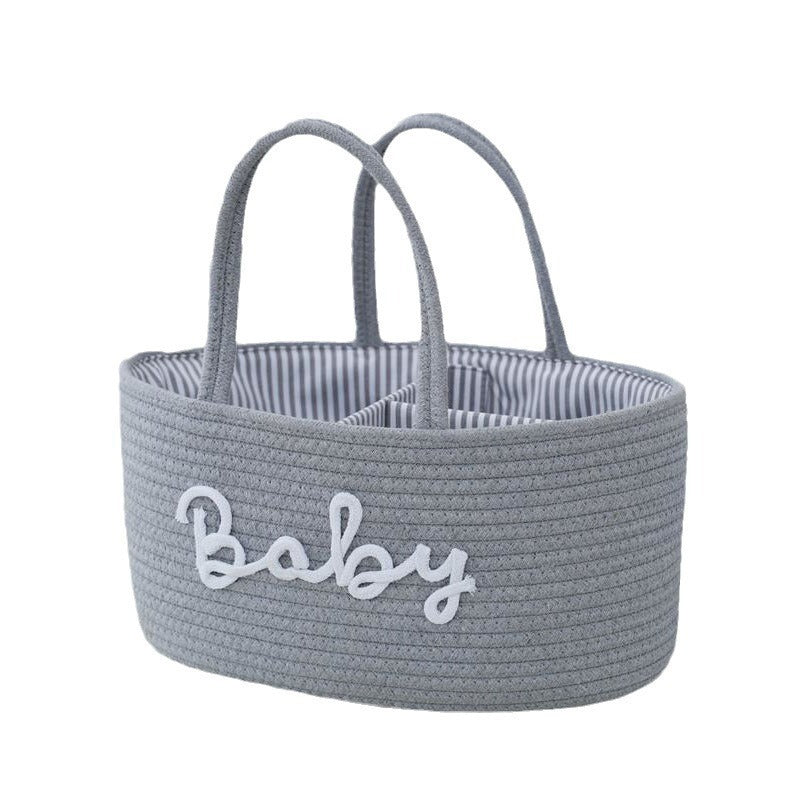 Multifunctional Cotton Rope Diaper Caddy – Portable Baby Organizer Basket