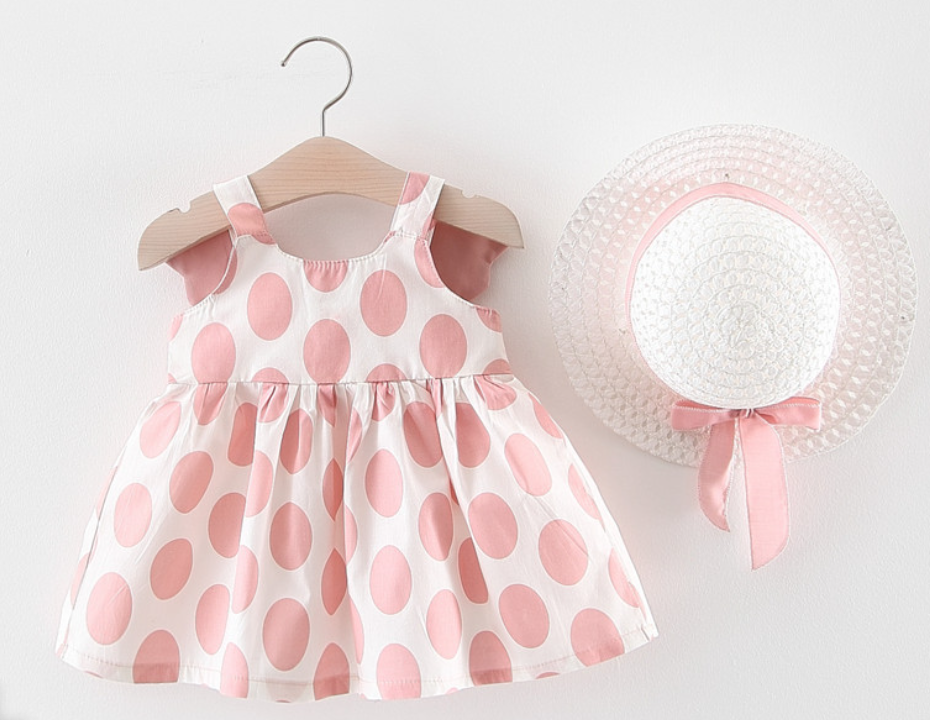 Summer Polka Dot Princess Dress – Wing Sleeve Beach Dress for Girls