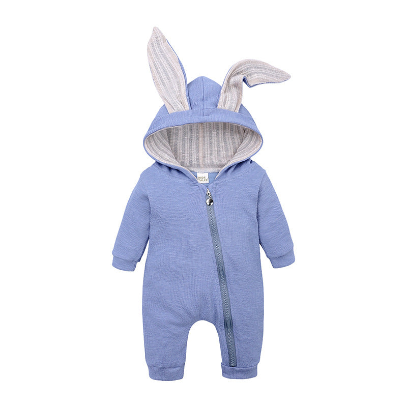 Baby Bunny Romper – Big-Eared Hooded Zip Onesie