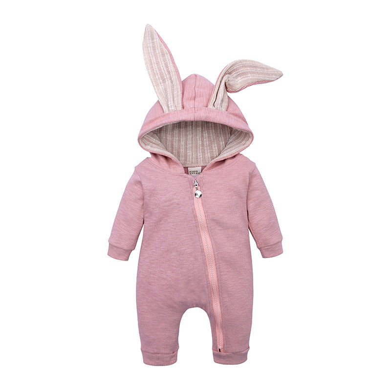 Baby Bunny Romper – Big-Eared Hooded Zip Onesie