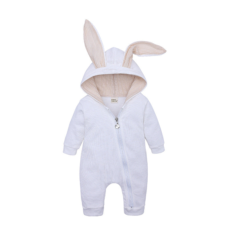 Baby Bunny Romper – Big-Eared Hooded Zip Onesie