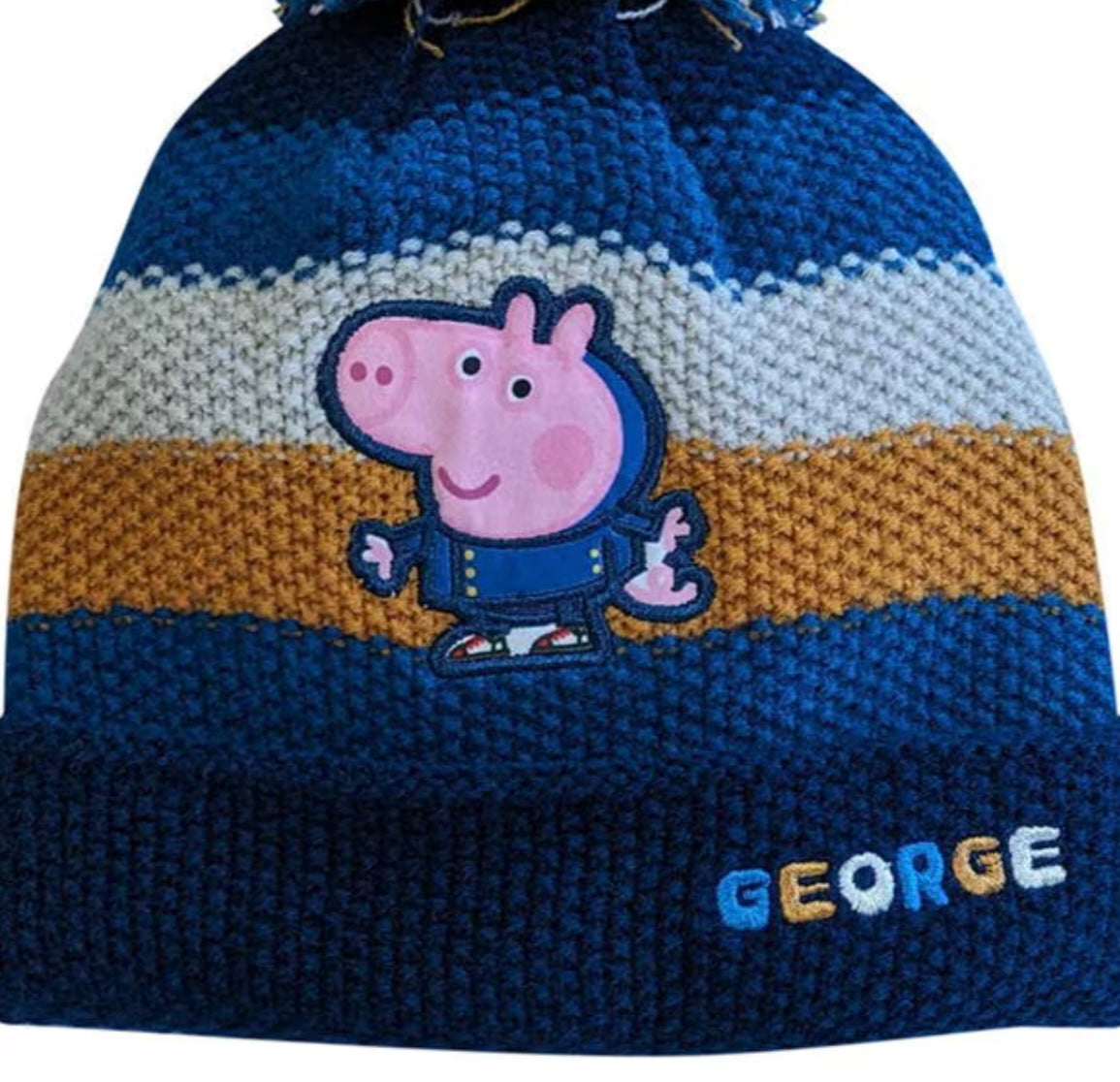 George Winter Hat & Mittens Set – Navy & Mustard