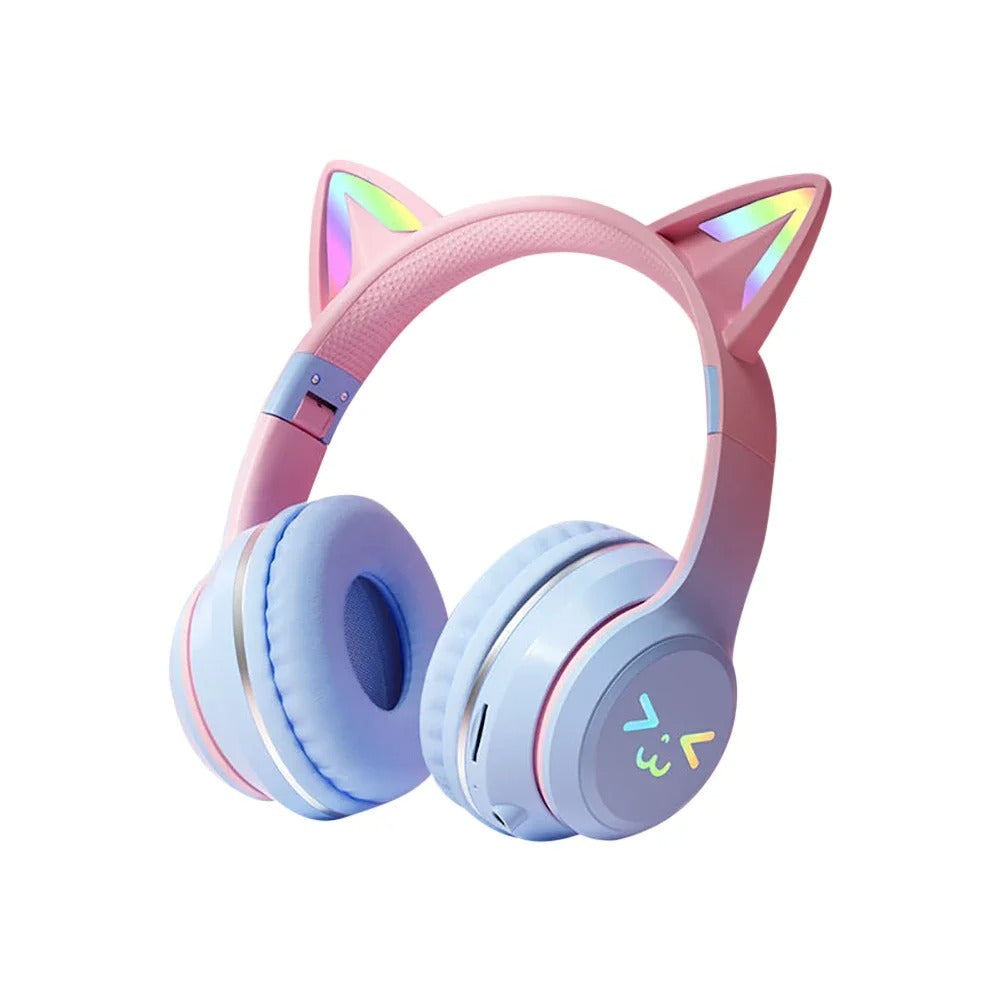 RGB Cat Ear Wireless Headphones – Bluetooth Stereo Headset with Mic | Kids Gift for Girls