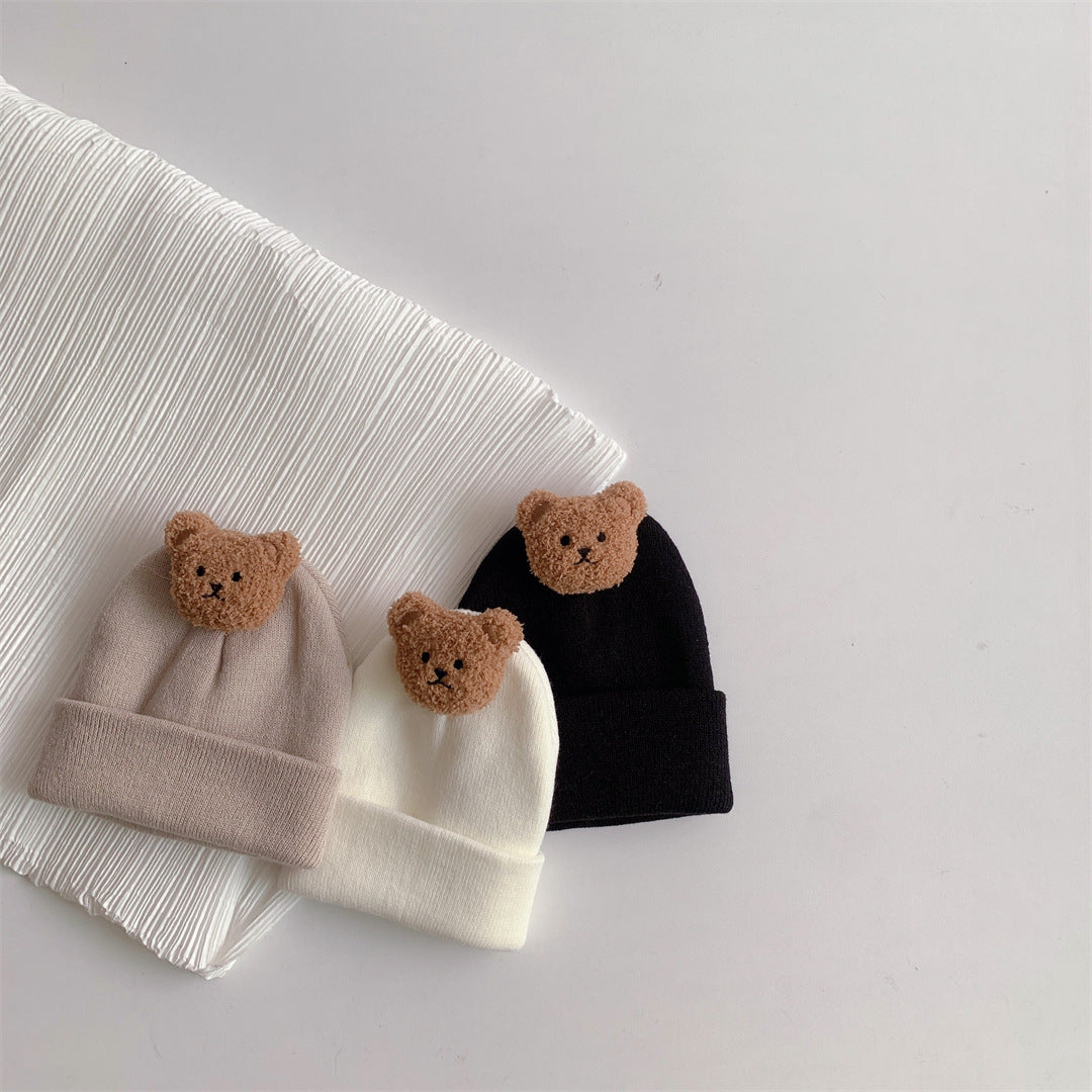 Baby Bear Knit Wool Hat – Warm Winter Pullover Hat (0–1 Year)