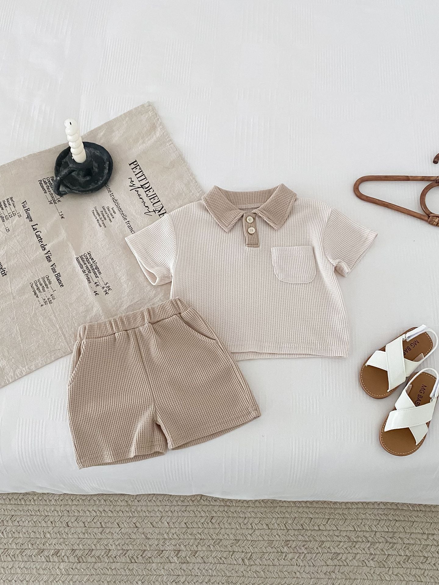Summer Baby Boy Clothing Set – 2-Piece Outfit with Turn-Down Collar T-Shirt & Shorts