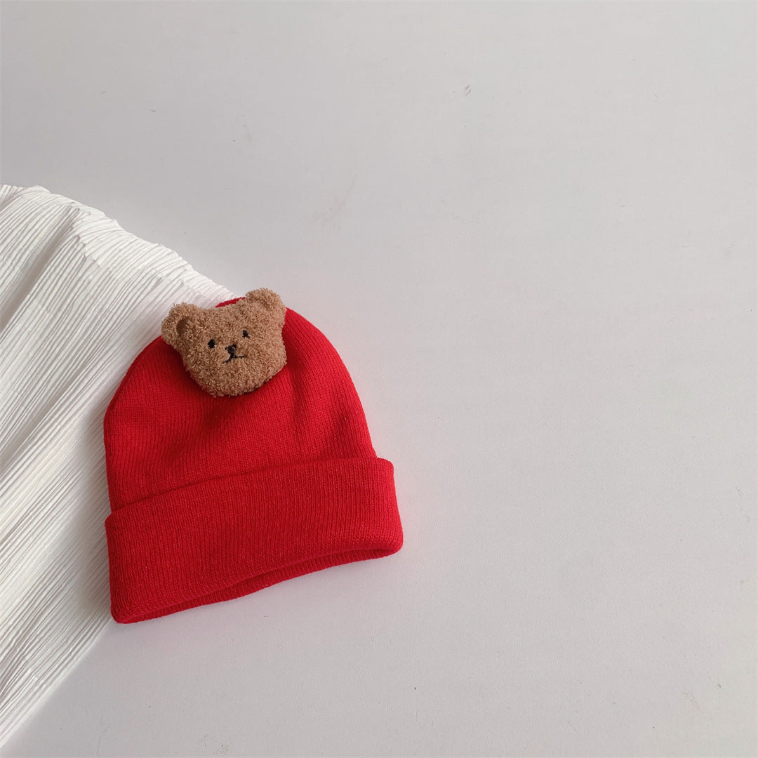 Baby Bear Knit Wool Hat – Warm Winter Pullover Hat (0–1 Year)