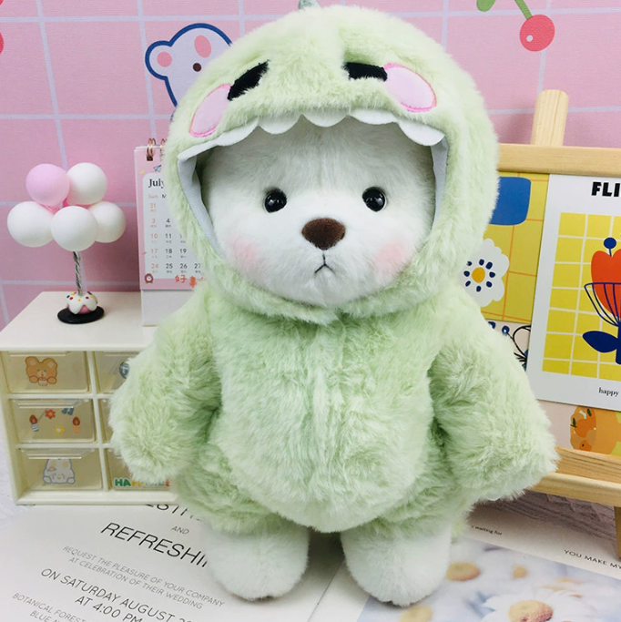 Handmade Jointed Bear Plush Doll – 30cm Soft Toy with Baby Clothes (Medium Size)