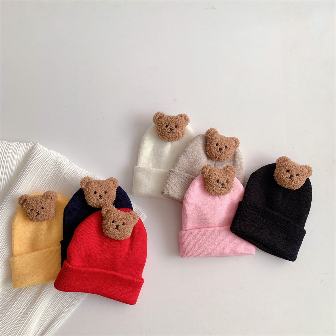 Baby Bear Knit Wool Hat – Warm Winter Pullover Hat (0–1 Year)