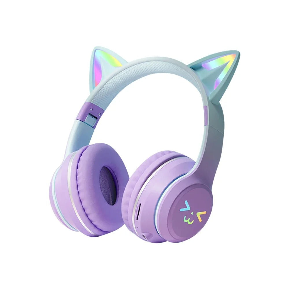 RGB Cat Ear Wireless Headphones – Bluetooth Stereo Headset with Mic | Kids Gift for Girls