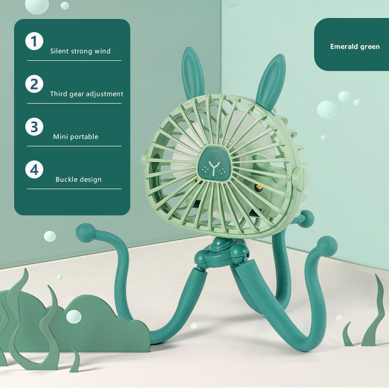 Octopus Baby Stroller Fan – USB Rechargeable Clip-On Fan with Flexible Tripod