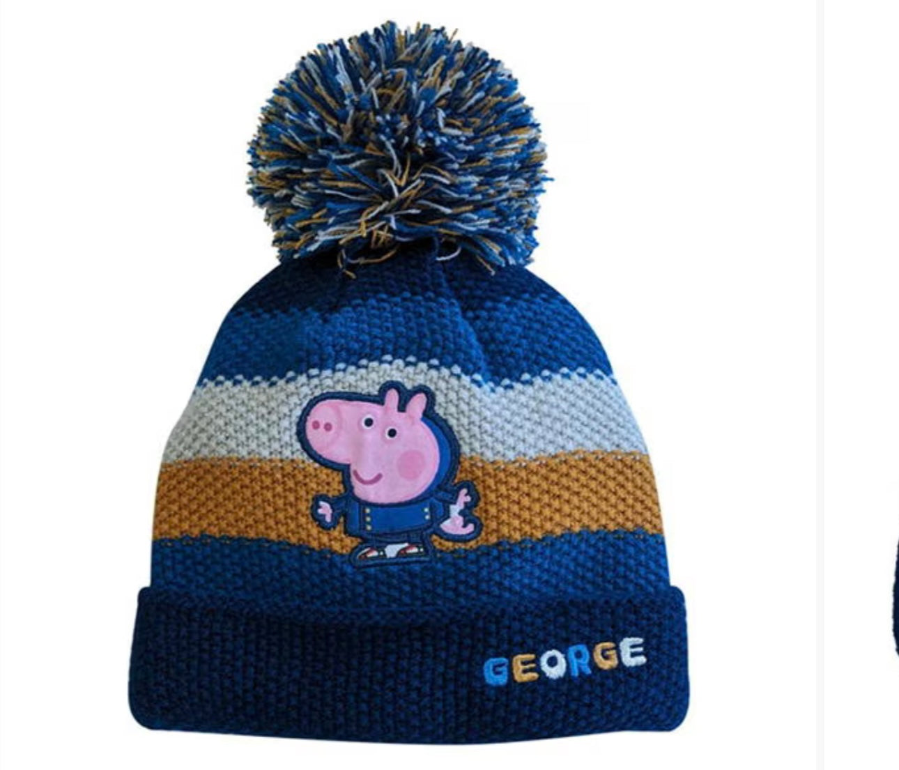 George Winter Hat & Mittens Set – Navy & Mustard