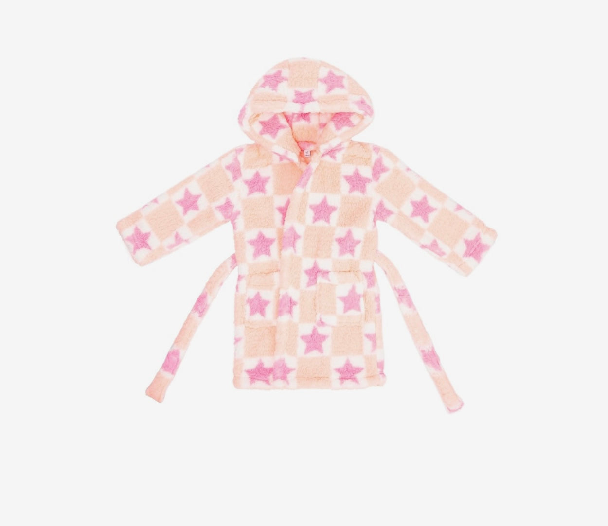 Pink Star Fleece Dressing Gown – Hooded Robe for Girls