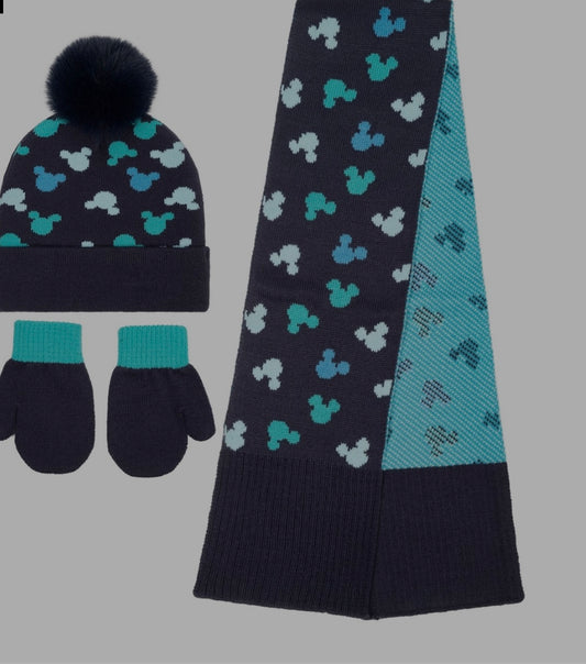 Navy Mouse Winter Set – Hat, Mittens & Scarf
