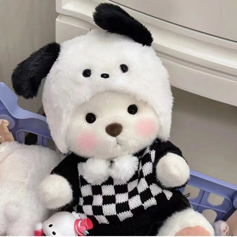 Handmade Jointed Bear Plush Doll – 30cm Soft Toy with Baby Clothes (Medium Size)